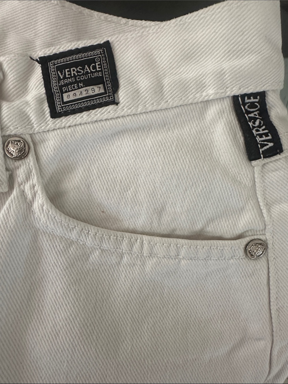 Versace White Frayed Denim Cutoff Shorts like new - Picture 3 of 8